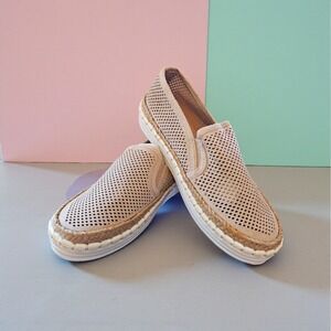 Soda Viewer-G Perforated Espadrille Platform Slip On Sneaker Oat Womens Size 6.5
